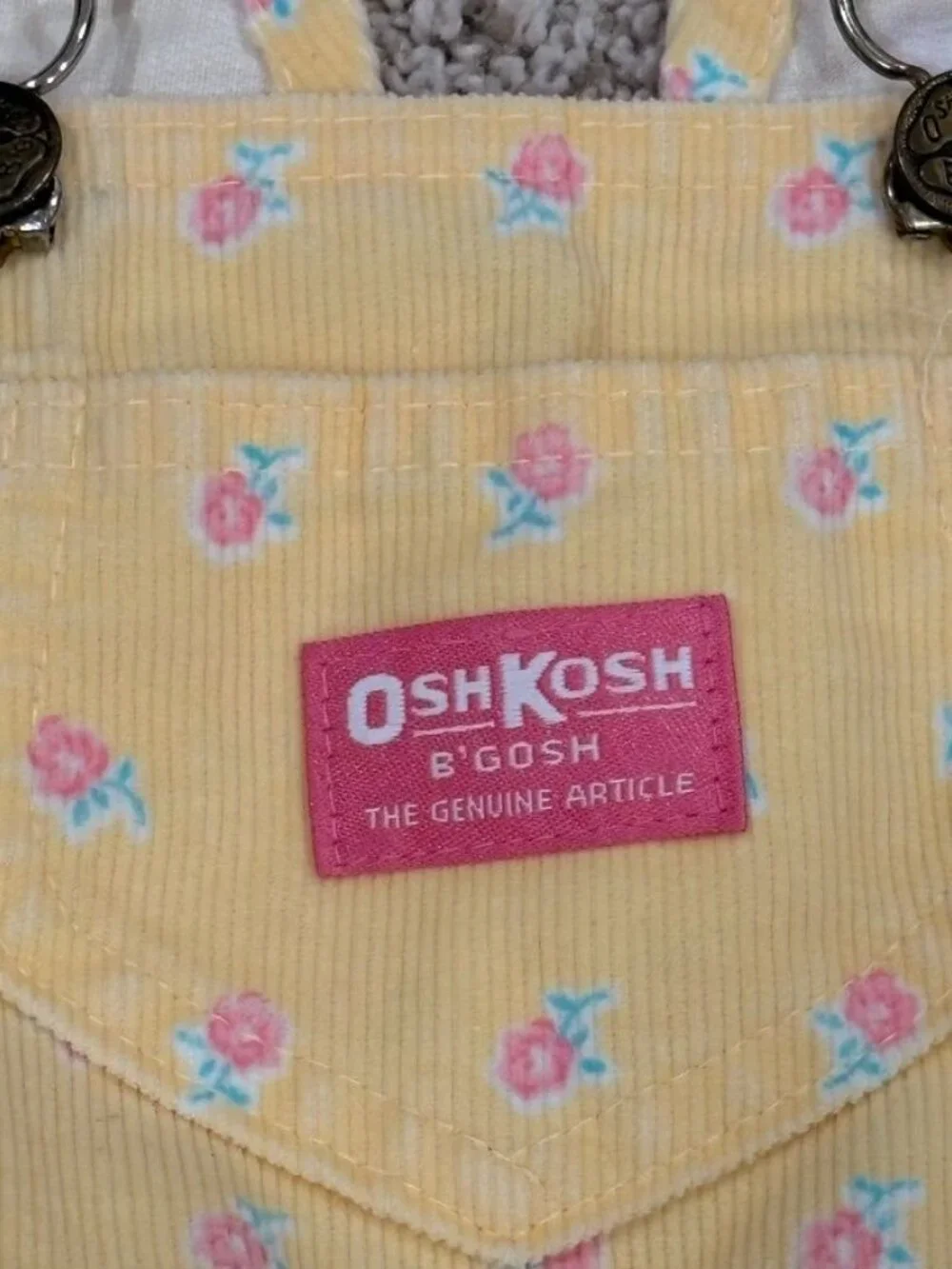 OshKosh Bgosh Yellow Floral Corduroy Overalls For Baby Girl - Size 12M